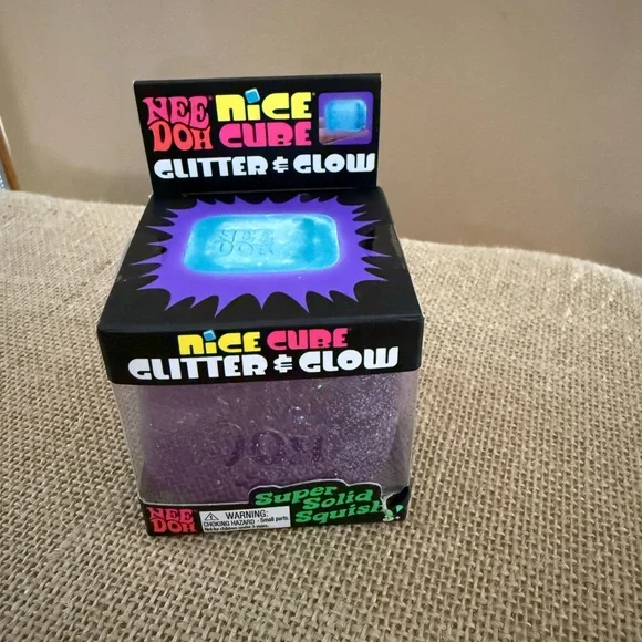 New! NeeDoh Nice Cube Glitter & Glow Sensory Fidget Novelty Toy~ BLUE - Picture 2 of 4
